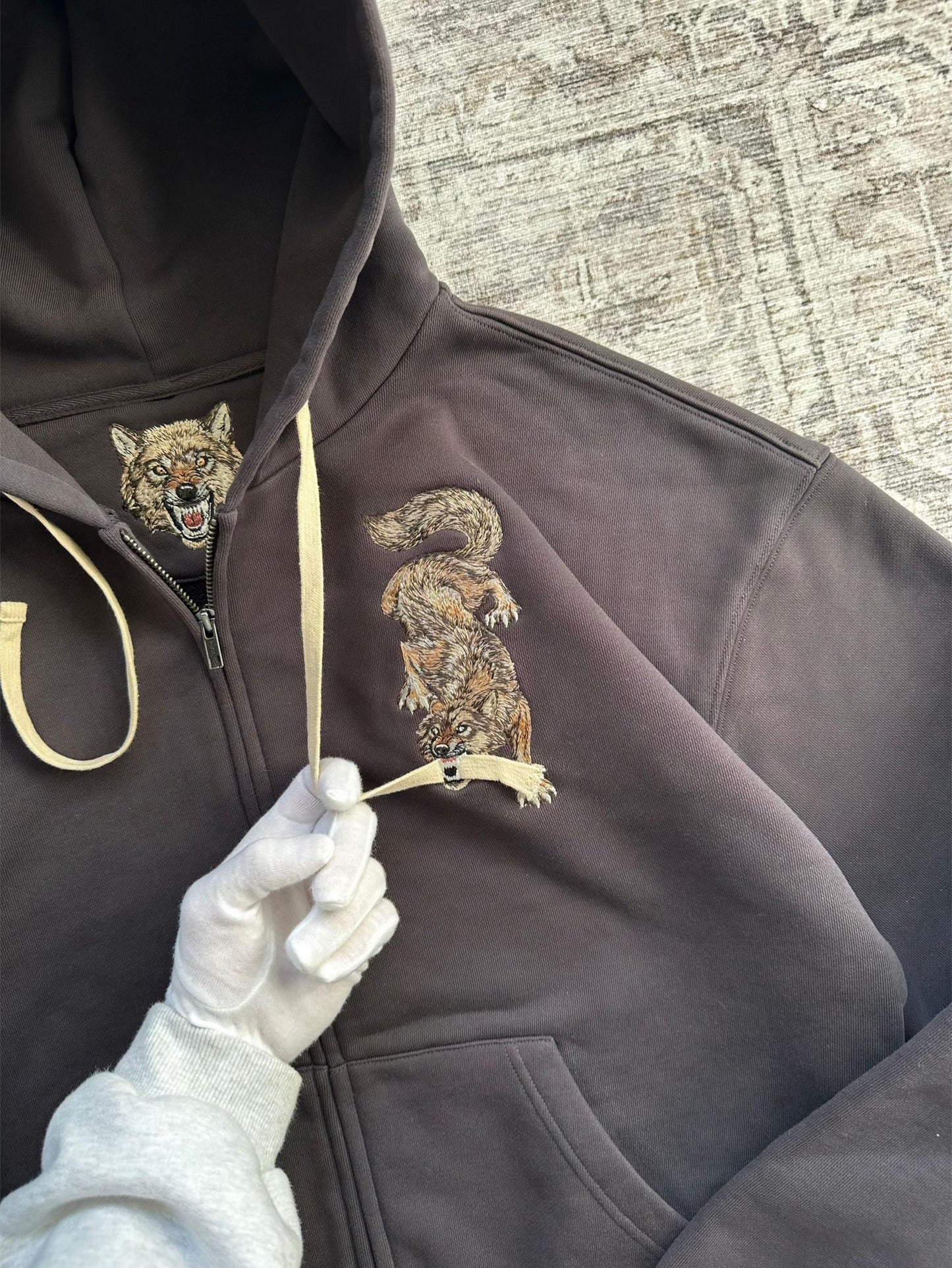Dark Umber Wolf Hoodie